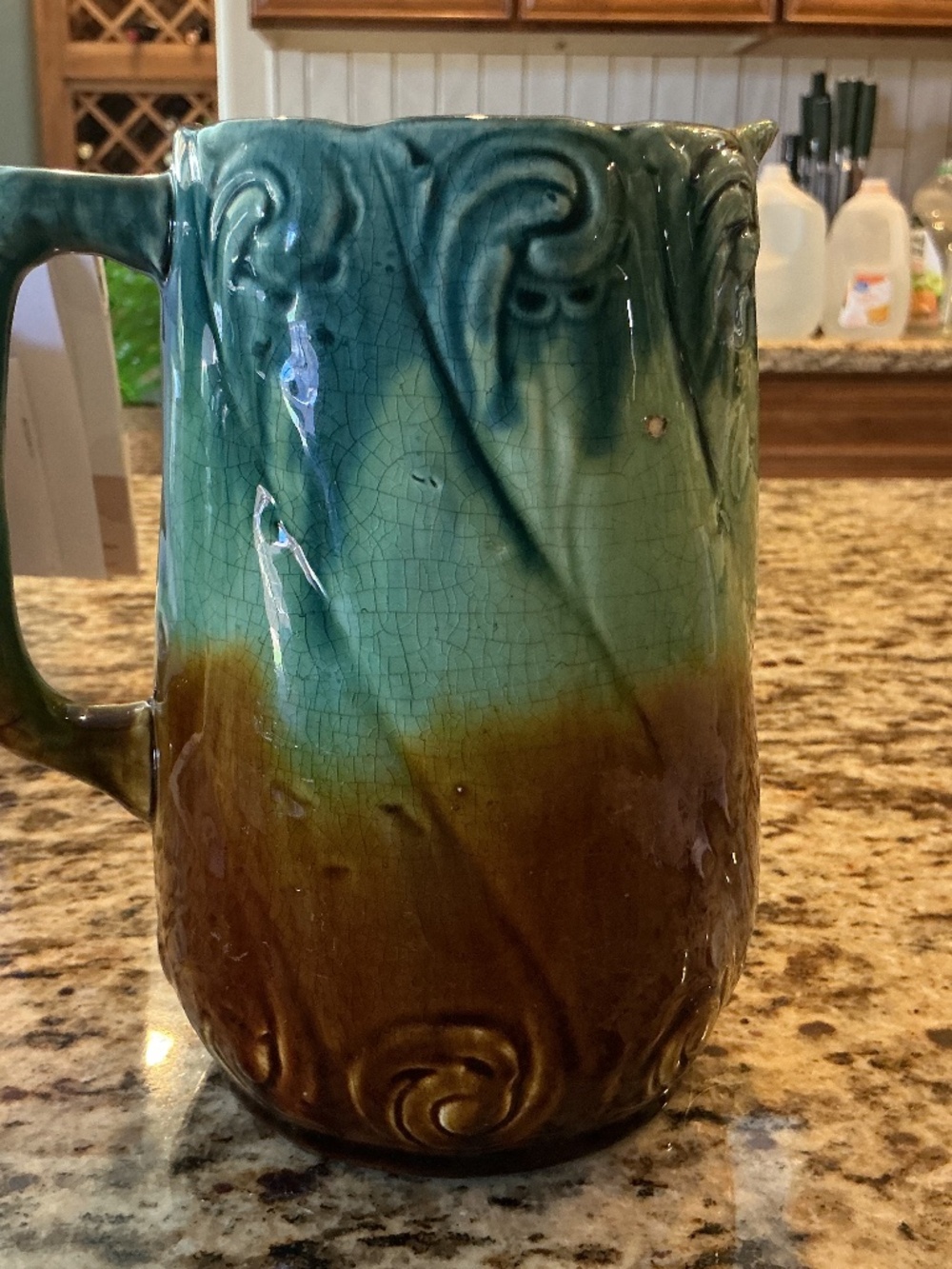Victorian Majolica swirl motif pitcher
